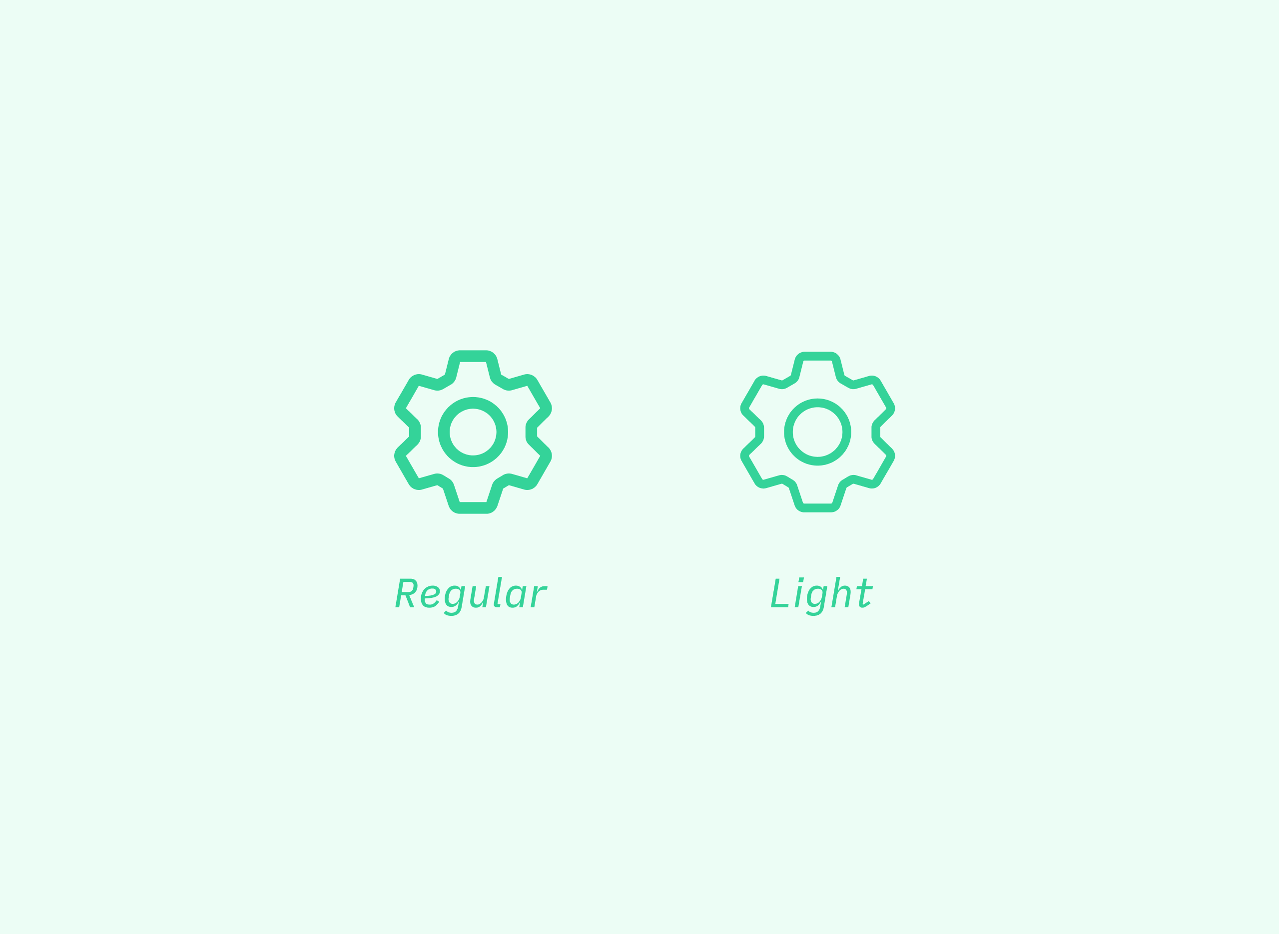 Image of a regular weight icon versus a light weight icon