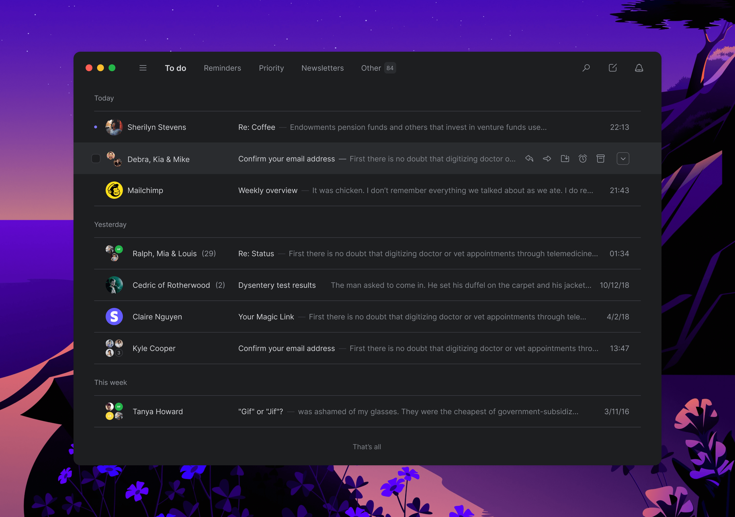 Image of the final dark-mode theme applied on Tempo's Mac app